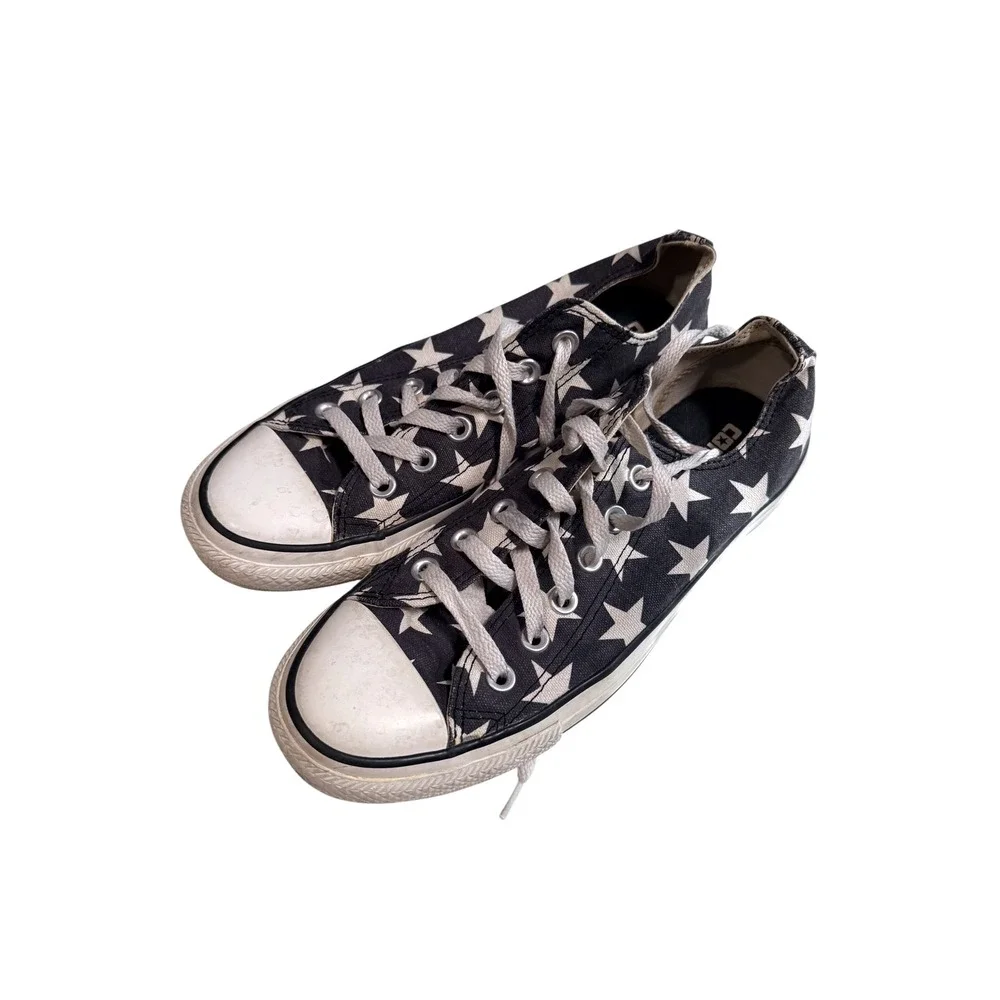 Converse Chuck Taylor All Star Low Top Star Print Sneakers Black White Women 8